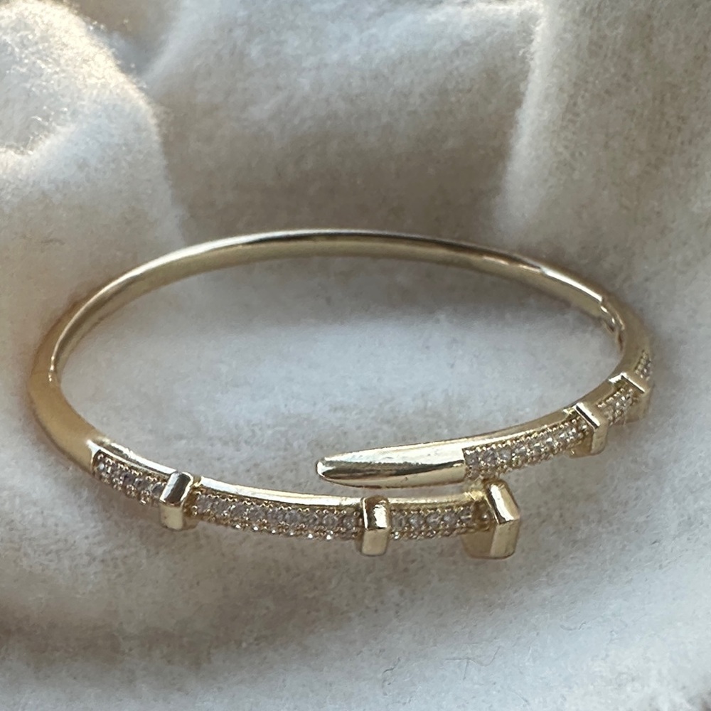 Gold McBling Nail Head Industrial Hinge Bracelet